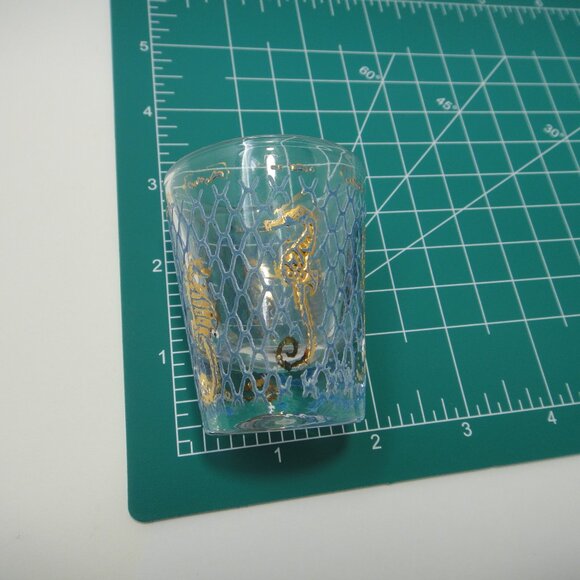 CULVER Unsigned  Gold Leaf Blue Net Seahorse  Shot Glass Seafare Collection - Picture 8 of 10